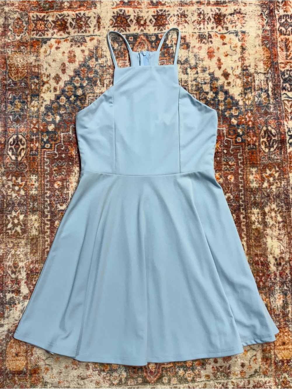 Light Blue Fit & Flare Dress Sleeveless Skater Dress Size Medium